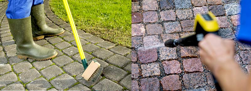 Nettoyage des extérieurs NORMANTOITURE en Belgique : pavés klinker, murets, terrasse. hydrofuge allée. petite maçonnerie.  Région Flamande, Wallonne et Bruxelles….